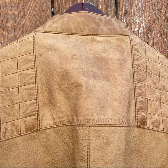 WHETBLU Women’s Tan Leather Moto Bomber Jacket Vintage Size XXL - Picture 12 of 17